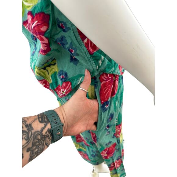 Liz Wear Vintage 80s Green Floral Skirt Petite Small - Picture 4 of 10